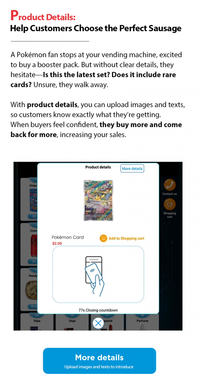 Pokémon Automated Retail Vending Machine with Touch Screen for Pokémon TCG Cards Pikachu